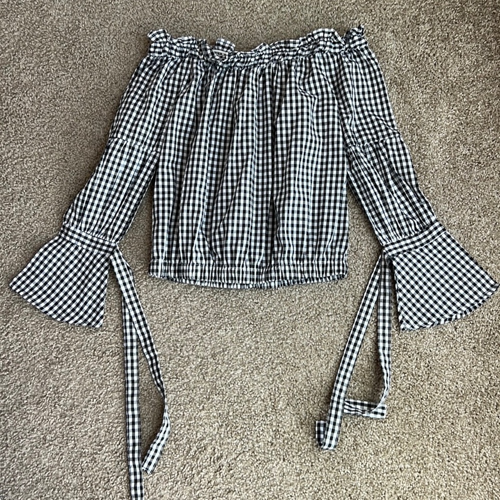 Off the Shoulder Gingham Top